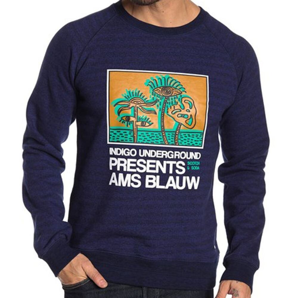 Scotch & Soda Men's Crewneck Sweatshirt XXL Navy Indigo Underground Ams Blauw